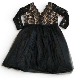 NWT City Chic Rare Beauty Black Lace Tule Midi Dress Size XXL 24